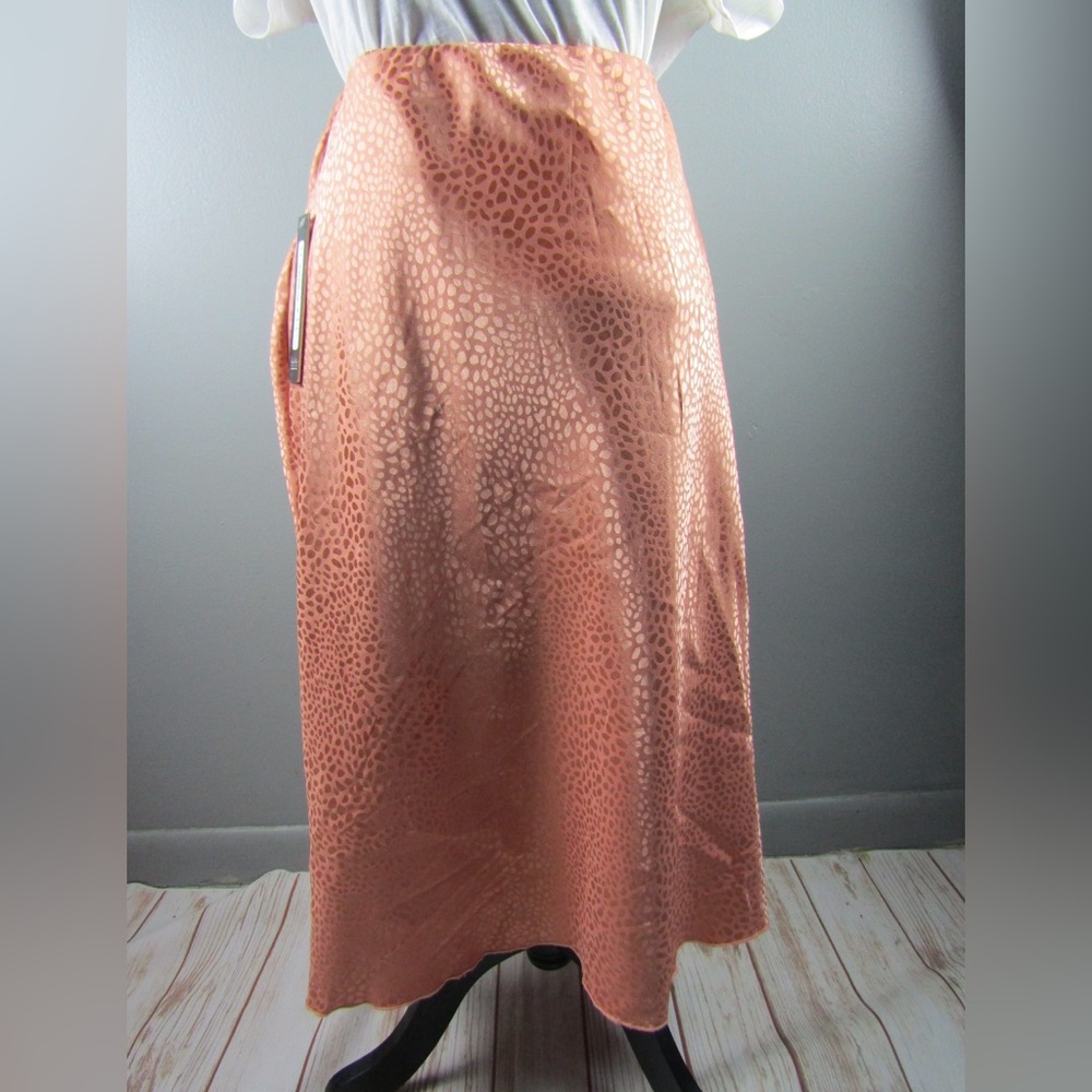 Nicole Miller Y2K A Line Peach  Solid Animal Print Slip Skirt - M/L